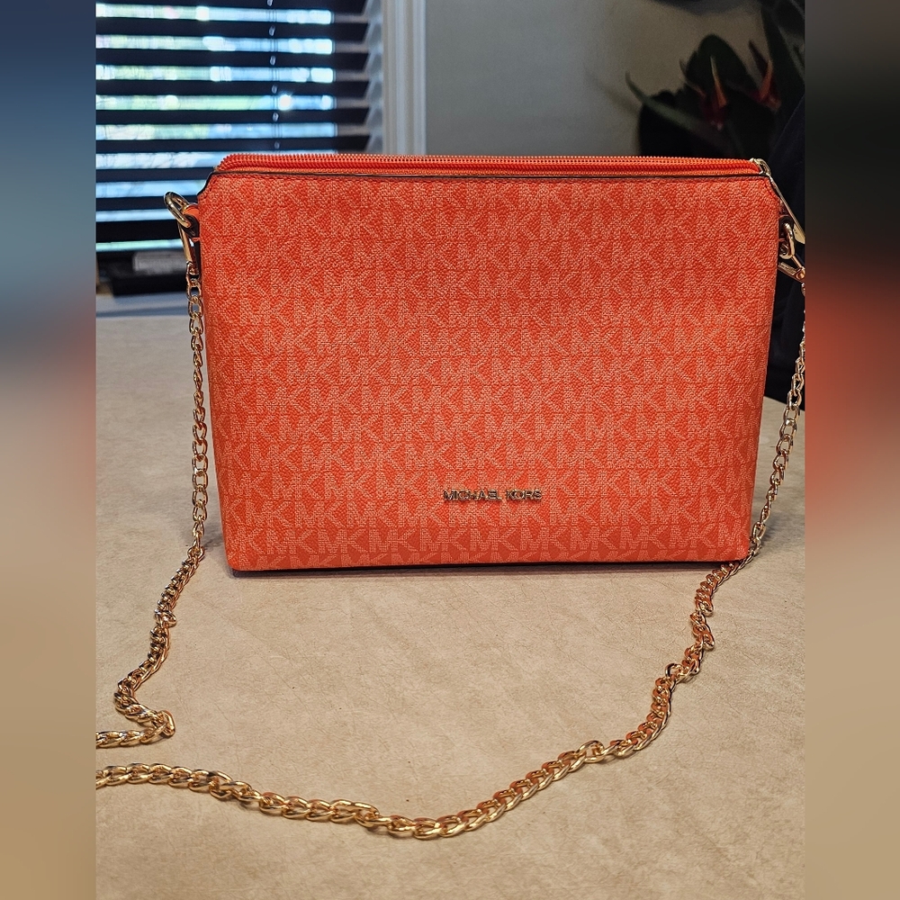 Michael Kors Orange Signature Chain Crossbody NWOT